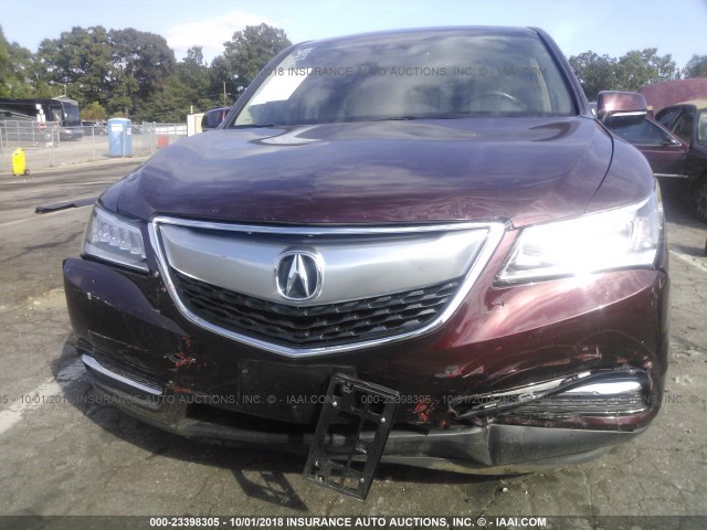 5FRYD3H43GB020981 - 2016 ACURA MDX TECHNOLOGY MAROON photo 6