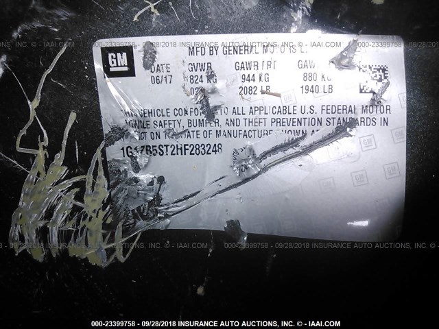 1G1ZB5ST2HF283248 - 2017 CHEVROLET MALIBU LS 灰色 照片 9