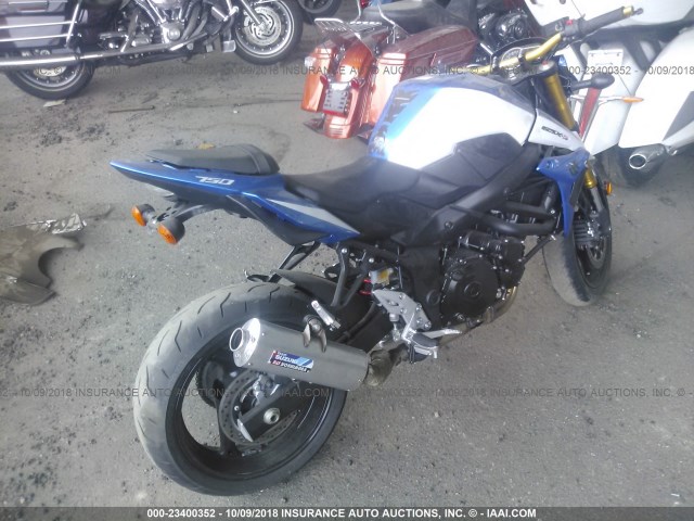 JS1GR7NA7F2100702 - 2015 SUZUKI GSX-S750 BLUE photo 4