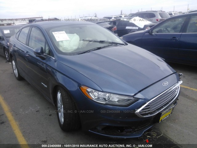 3FA6P0LU1JR274495 - 2018 FORD FUSION SE HYBRID BLUE photo 1