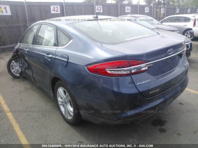 3FA6P0LU1JR274495 - 2018 FORD FUSION SE HYBRID BLUE photo 3