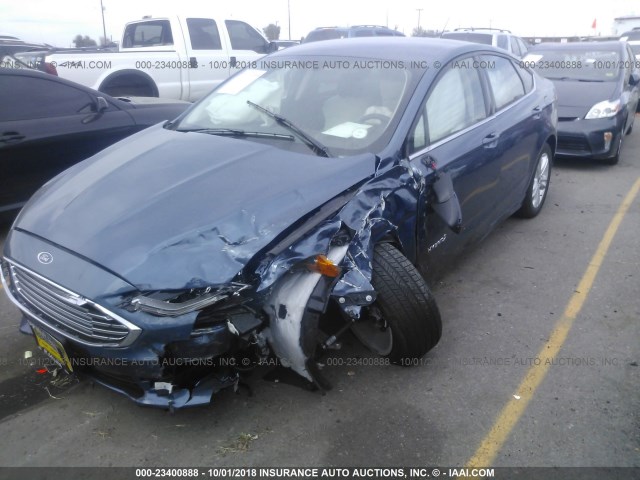 3FA6P0LU1JR274495 - 2018 FORD FUSION SE HYBRID BLUE photo 6