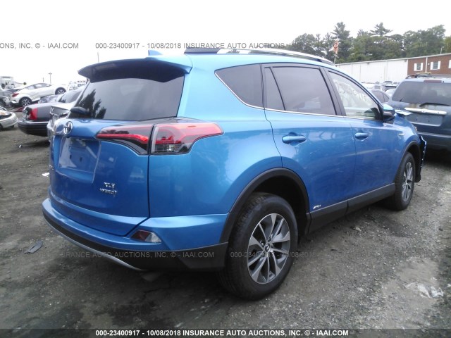 JTMRJREV3HD136902 - 2017 TOYOTA RAV4 HV LE/XLE BLUE photo 4