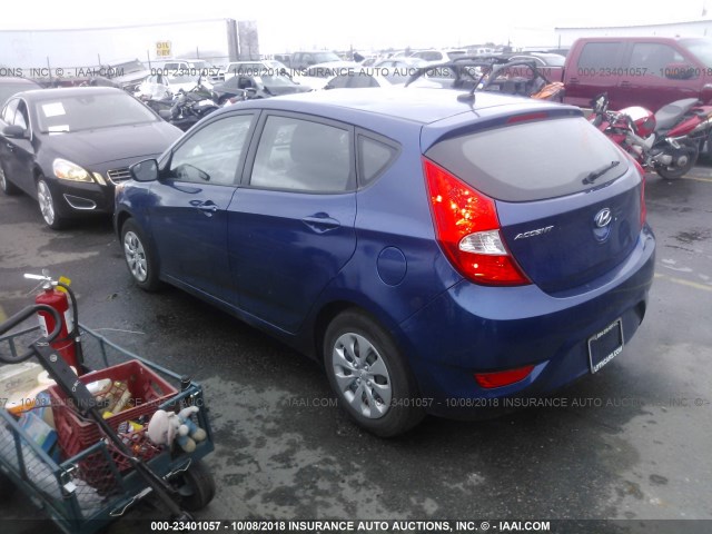 KMHCT5AEXGU261257 - 2016 HYUNDAI ACCENT SE BLUE photo 3