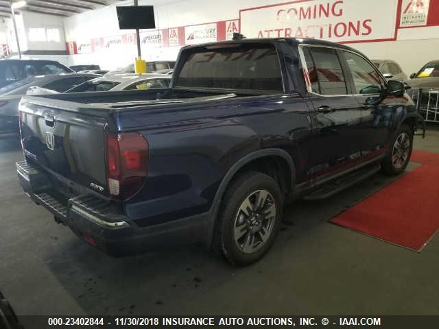 5FPYK3F65HB033512 - 2017 HONDA RIDGELINE RTL BLUE photo 4