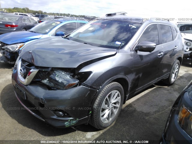 5N1AT2MT8EC771951 - 2014 NISSAN ROGUE S/SL/SV GRAY photo 2