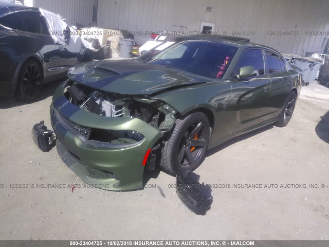 2C3CDXL91JH328582 - 2018 DODGE CHARGER SRT HELLCAT GREEN photo 2