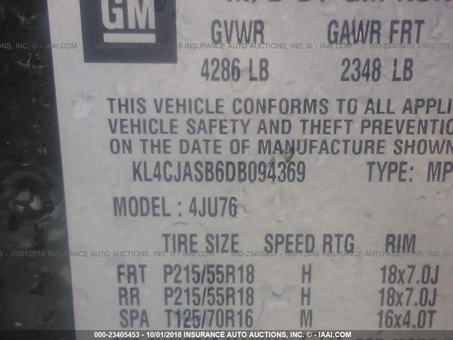 KL4CJASB6DB094369 - 2013 BUICK ENCORE BLACK photo 9