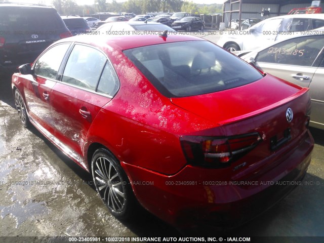 3VWD17AJ5GM302869 - 2016 VOLKSWAGEN JETTA SPORT RED photo 3