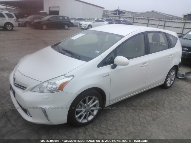 JTDZN3EU0E3319037 - 2014 TOYOTA PRIUS V WHITE photo 2