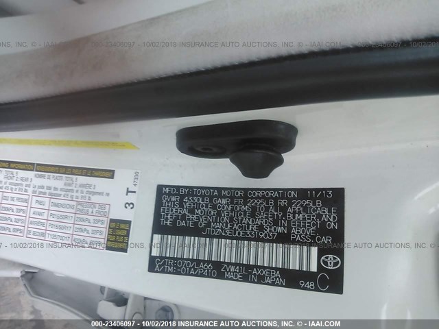 JTDZN3EU0E3319037 - 2014 TOYOTA PRIUS V WHITE photo 9