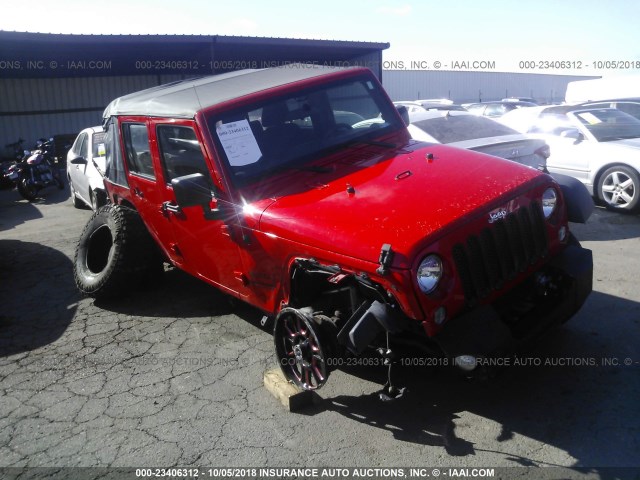 1C4BJWDG3GL303007 - 2016 JEEP WRANGLER UNLIMITED SPORT RED photo 1