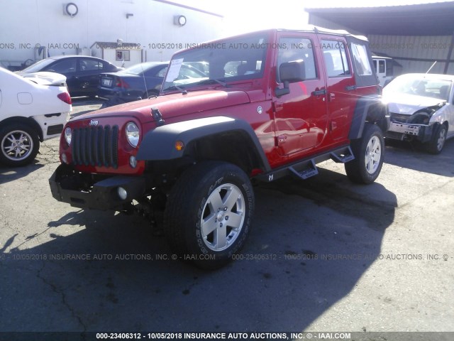 1C4BJWDG3GL303007 - 2016 JEEP WRANGLER UNLIMITED SPORT RED photo 2