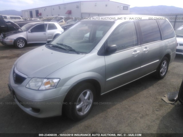 JM3LW28A330357186 - 2003 MAZDA MPV WAGON GREEN photo 2