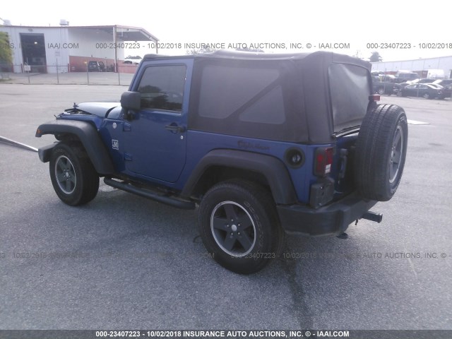 1J4AA2D12AL223408 - 2010 JEEP WRANGLER SPORT BLUE photo 3