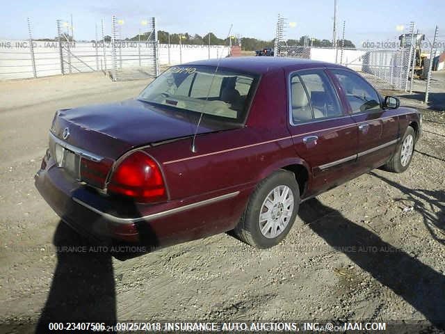 2MEFM74W35X602484 - 2005 MERCURY GRAND MARQUIS GS MAROON photo 4