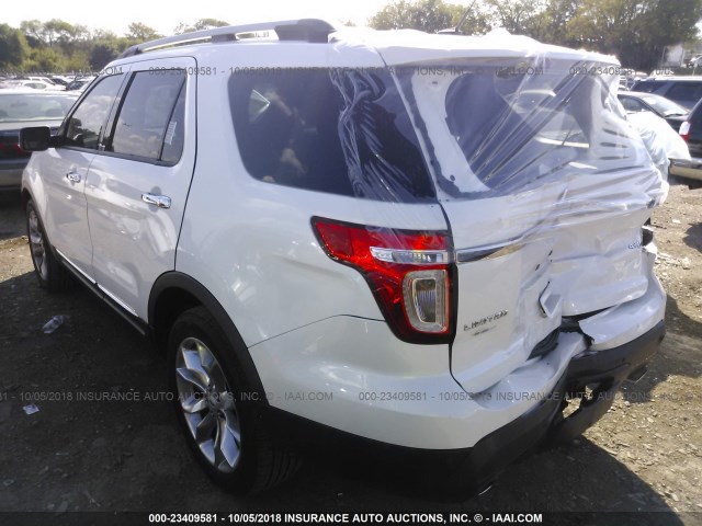 1FM5K8F86EGB37496 - 2014 FORD EXPLORER LIMITED WHITE photo 3