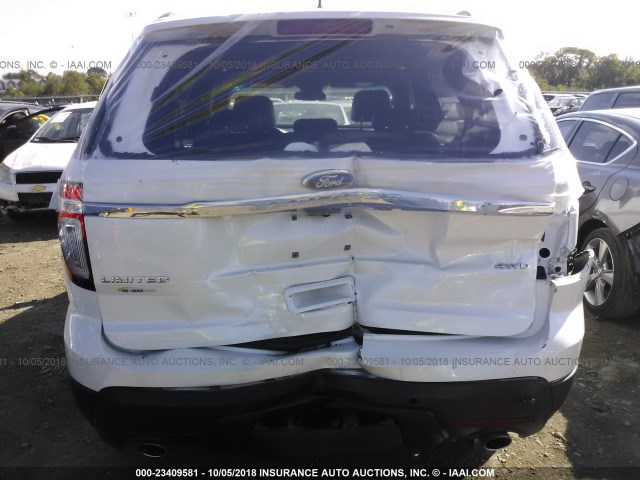 1FM5K8F86EGB37496 - 2014 FORD EXPLORER LIMITED WHITE photo 6