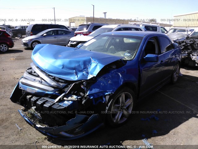 3FAHP0KC8BR233445 - 2011 FORD FUSION SPORT BLUE photo 2