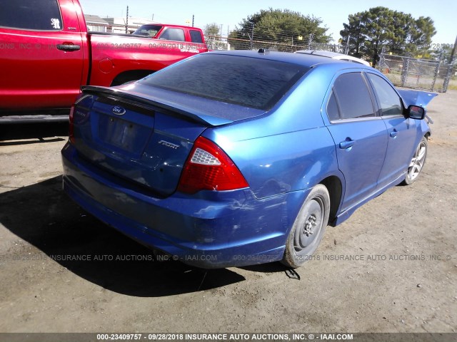 3FAHP0KC8BR233445 - 2011 FORD FUSION SPORT BLUE photo 4