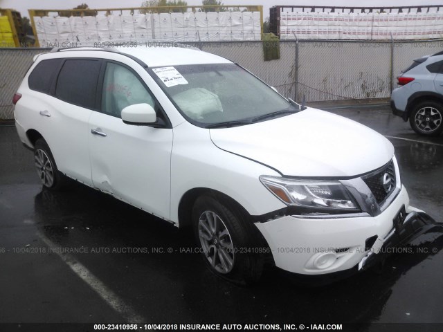 5N1AR2MMXDC683442 - 2013 NISSAN PATHFINDER S/SV/SL/PLATINUM WHITE photo 1