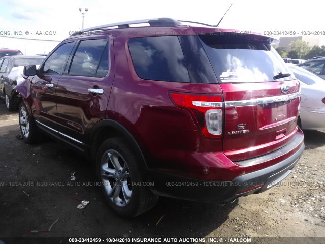 1FM5K8F85FGB42173 - 2015 FORD EXPLORER LIMITED MAROON photo 3