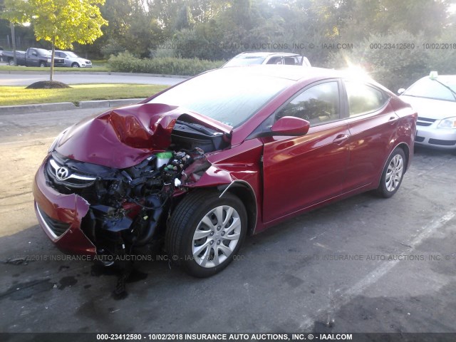 KMHDH4AE0DU485519 - 2013 HYUNDAI ELANTRA GLS/LIMITED RED photo 2