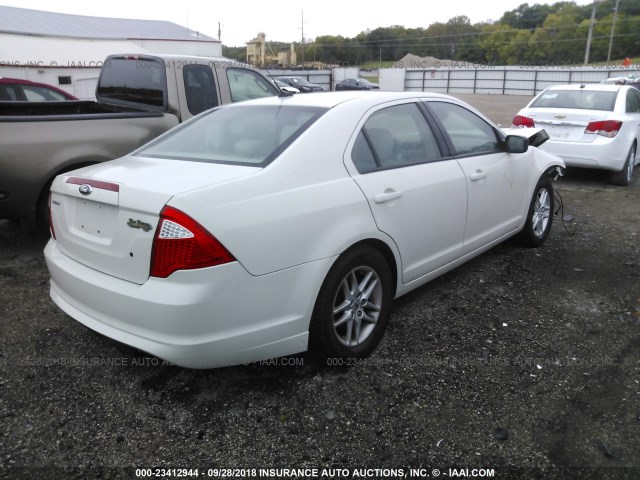 3FAHP0GA8CR344635 - 2012 FORD FUSION S WHITE photo 4