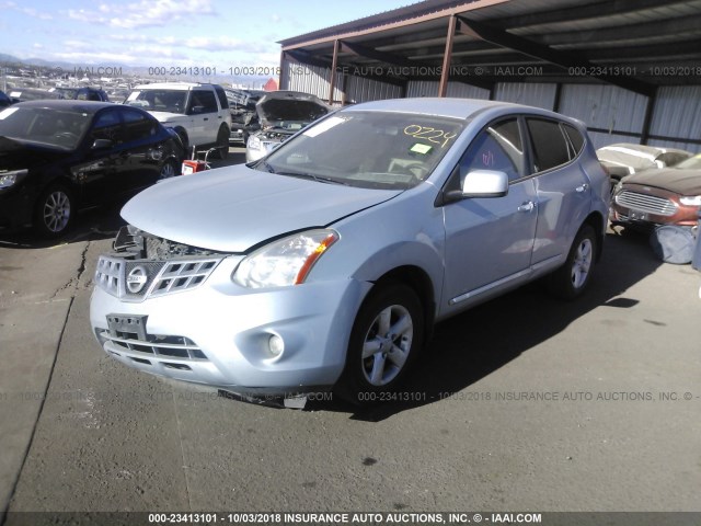 JN8AS5MVXDW148942 - 2013 NISSAN ROGUE S/SV Light Blue photo 2