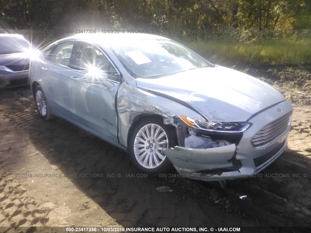 3FA6P0LU8DR188847 - 2013 FORD FUSION SE HYBRID Light Blue photo 1