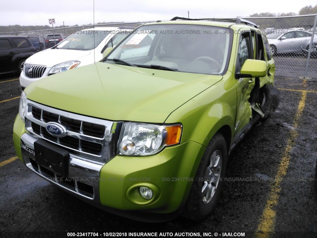 1FMCU5K38BKB64167 - 2011 FORD ESCAPE HYBRID GREEN photo 2