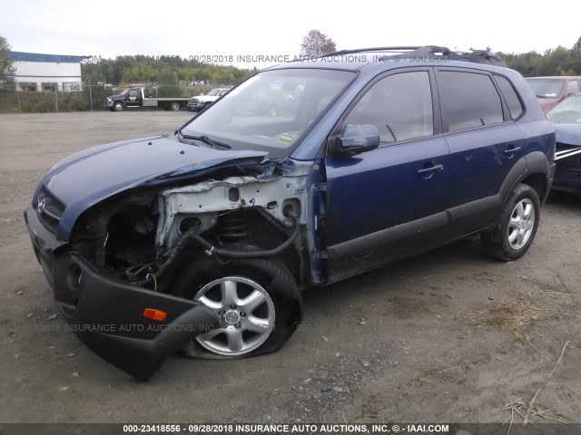 KM8JN72D75U156398 - 2005 HYUNDAI TUCSON GLS/LX BLUE photo 2