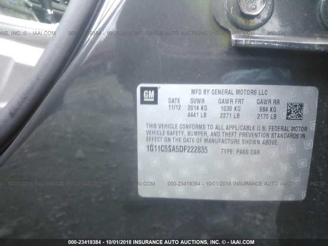 1G11C5SA5DF222835 - 2013 CHEVROLET MALIBU 1LT GRAY photo 9