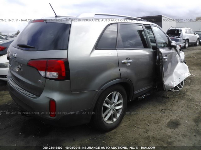 5XYKT4A63FG627336 - 2015 KIA SORENTO LX GRAY photo 4