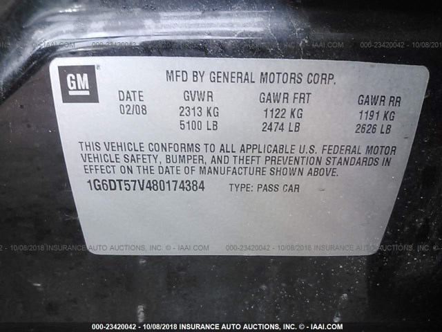 1G6DT57V480174384 - 2008 CADILLAC CTS HI FEATURE V6 BLACK photo 9