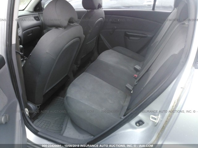 KNADH5A31A6646627 - 2010 KIA RIO LX/SX SILVER photo 8