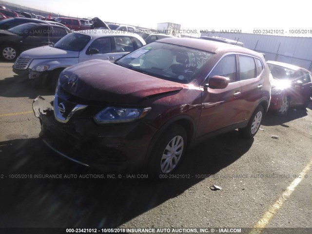 KNMAT2MVXGP593929 - 2016 NISSAN ROGUE S/SL/SV RED photo 2