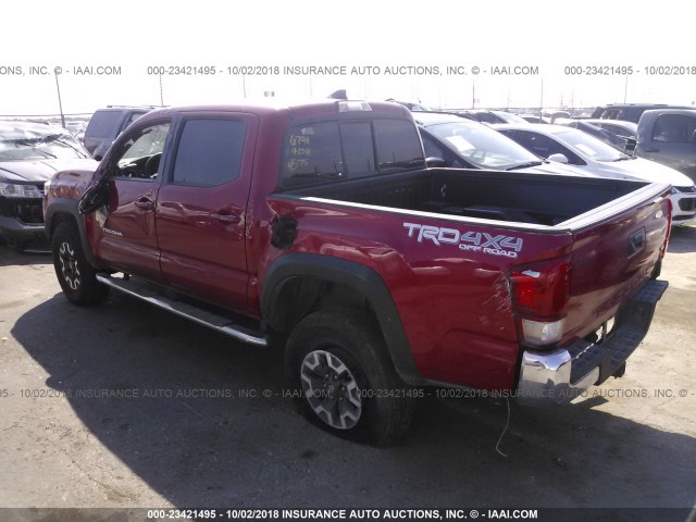 5TFCZ5AN6GX025707 - 2016 TOYOTA TACOMA DBL CAB/SR/SR5/TRD SPT/OR RED photo 3