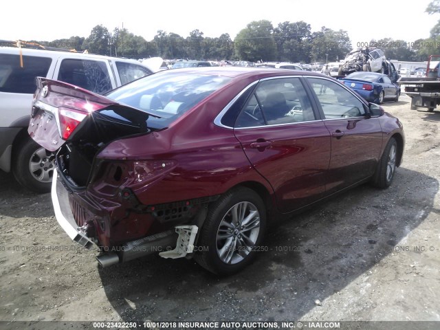 4T1BF1FK2HU807559 - 2017 TOYOTA CAMRY LE/XLE/SE/XSE BURGUNDY photo 4