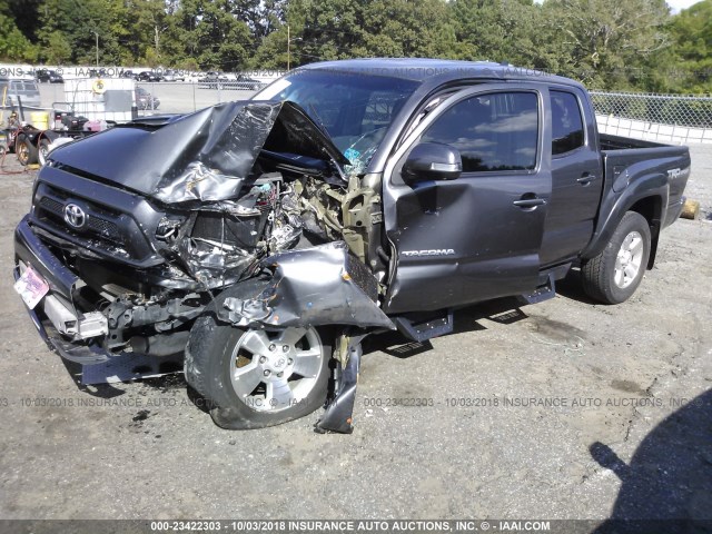 3TMJU4GN6FM188899 - 2015 TOYOTA TACOMA DOUBLE CAB PRERUNNER GRAY photo 2