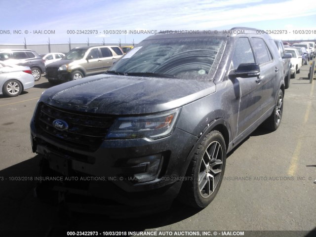 1FM5K8GT2GGA09813 - 2016 FORD EXPLORER SPORT GRAY photo 2