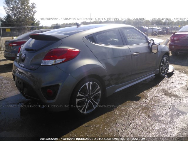 KMHTC6AE6GU268793 - 2016 HYUNDAI VELOSTER TURBO GRAY photo 4