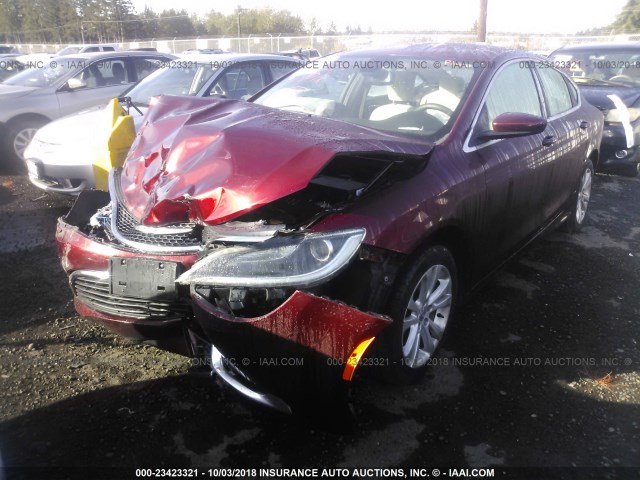 1C3CCCAB8FN679764 - 2015 CHRYSLER 200 LIMITED MAROON photo 2