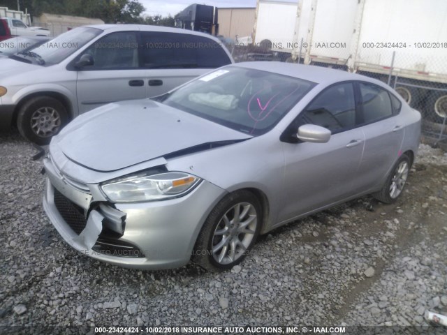 1C3CDFBA0DD209445 - 2013 DODGE DART SXT SILVER photo 2