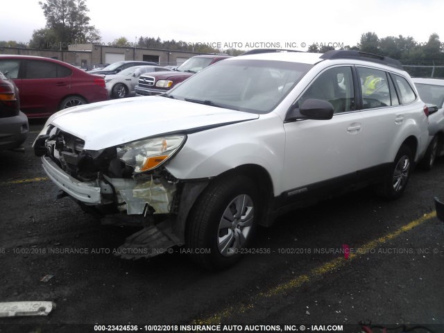 4S4BRCAC7A3337396 - 2010 SUBARU OUTBACK 2.5I WHITE photo 2