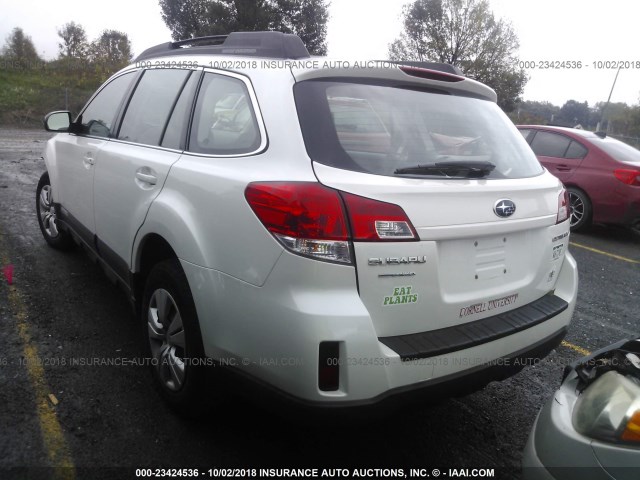 4S4BRCAC7A3337396 - 2010 SUBARU OUTBACK 2.5I WHITE photo 3