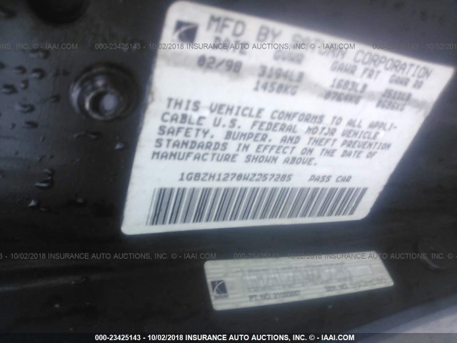 1G8ZH1270WZ257285 - 1998 SATURN SC2 GRAY photo 9