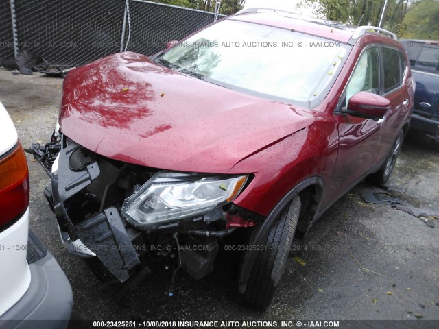 5N1AT2MV7GC783030 - 2016 NISSAN ROGUE S/SL/SV RED photo 2