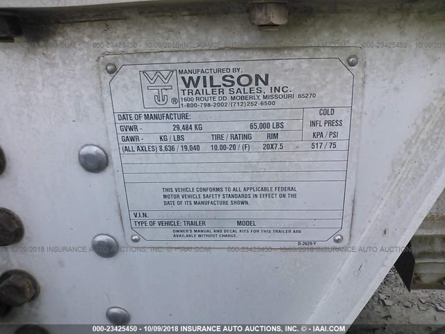 4WW4412AXF6622806 - 2015 WILSON TRAILER CO GRAIN  Unknown photo 9