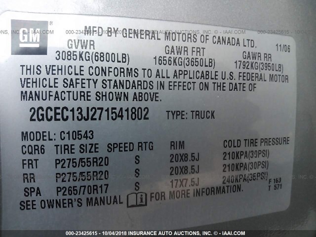 2GCEC13J271541802 - 2007 CHEVROLET SILVERADO C1500 CREW CAB TAN photo 9